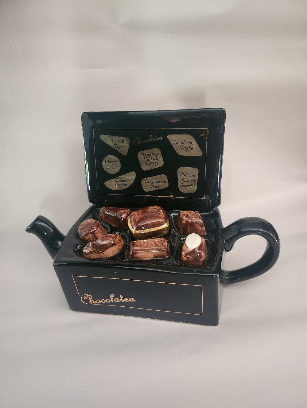 Tony Carter "Chocolatea" teapot, hand-painted, ceramic,  manufactured in England